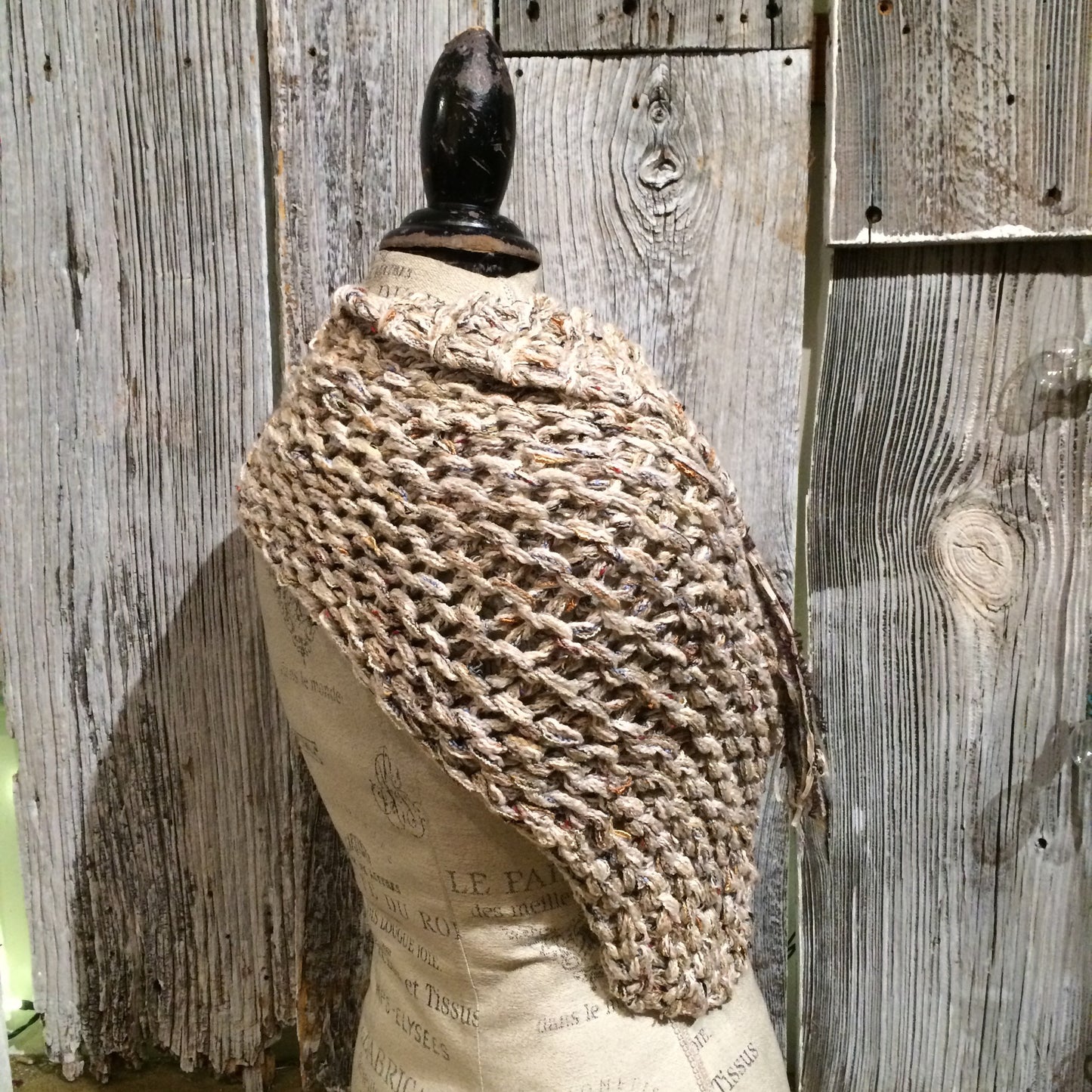 Grey Tweed Shawl w/Fringe