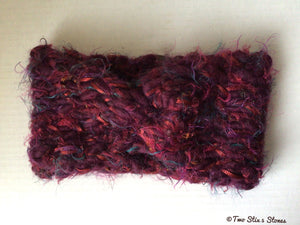 Burgundy Tweed Knit Turban Headband