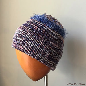 Purple & Lavender Tweed w/Metallic Accents Knit Beanie w/Brim