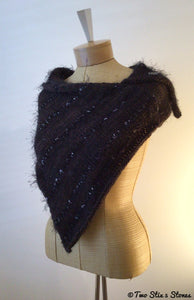Luxe Chocolate & Black Tweed Knit Shawl