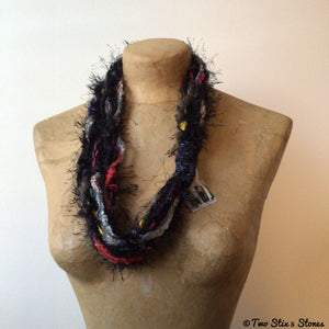 Black Toned Fiber Necklace