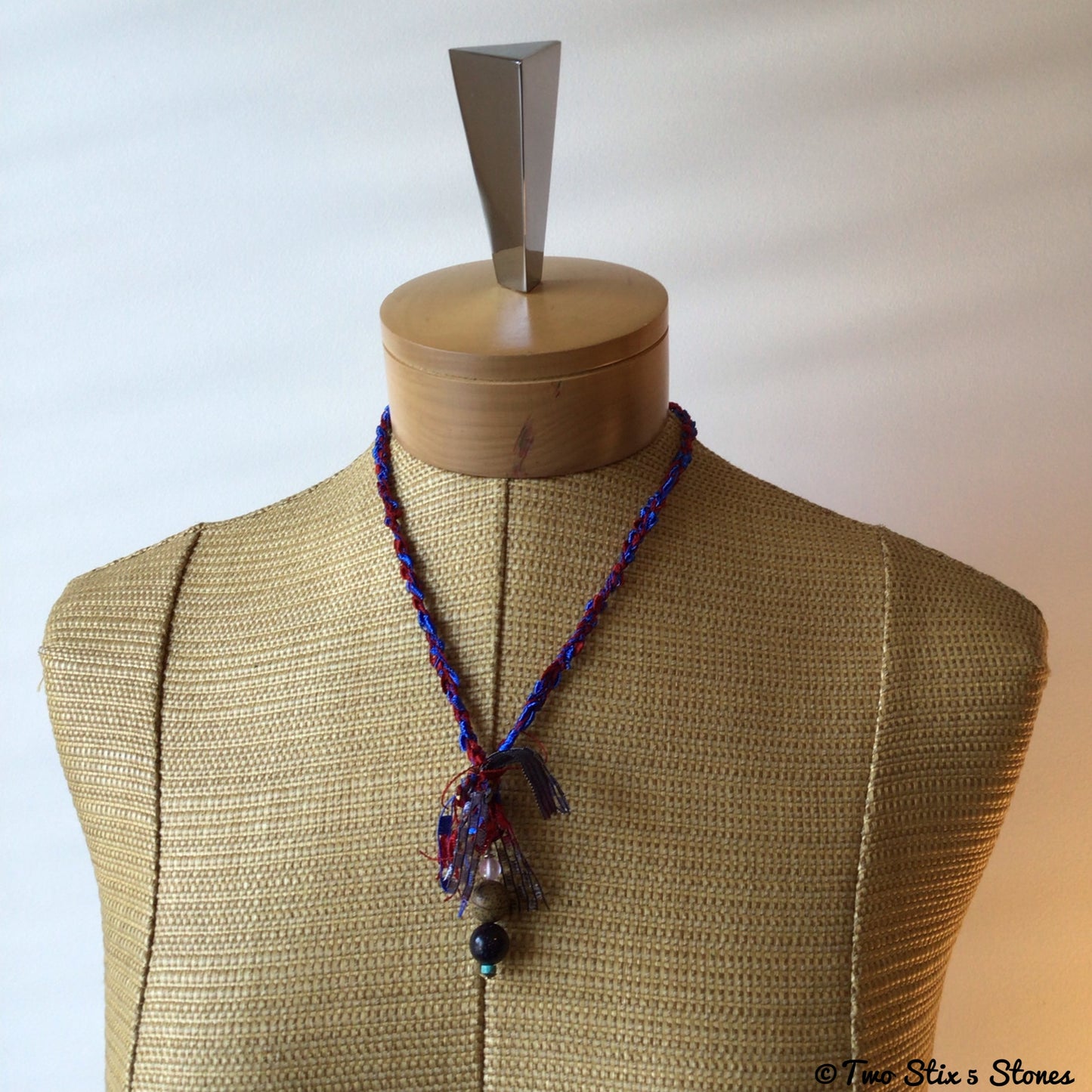 Fiber Necklace w/Semi-Precious Stones