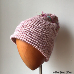 Pink Tweed Knit Beanie