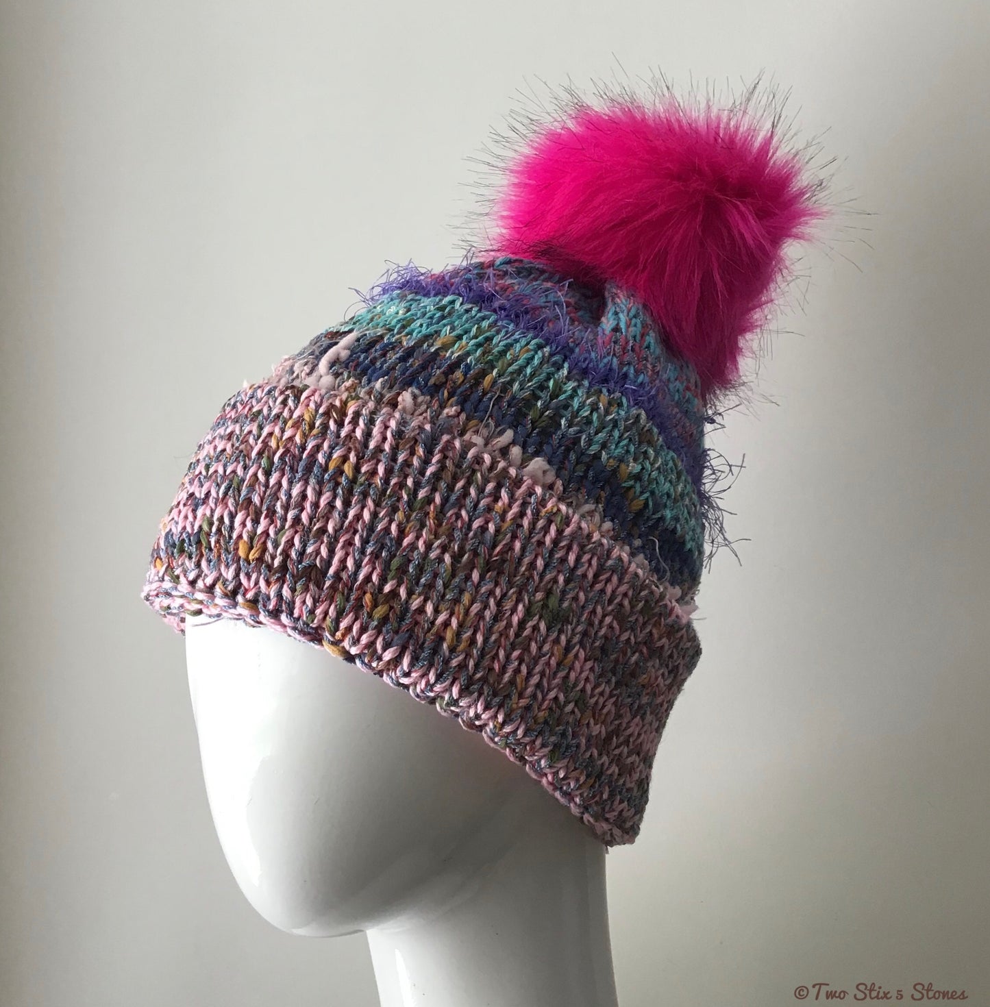 Luxe *Funky Tweeds* Faux Fur Beanie/Slouchy Beanie