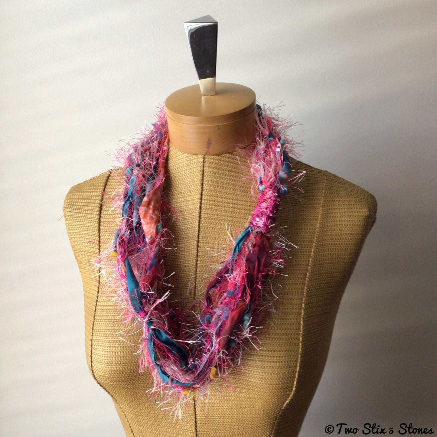 Pink Fiber Necklace