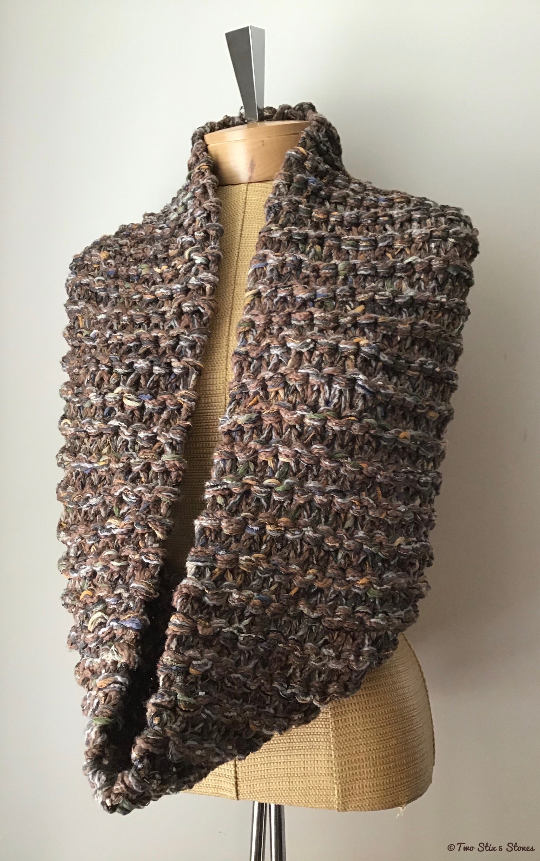 Luxe Brown Tweed Infinity Scarf