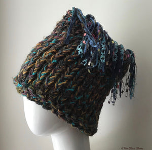 Brown & Turquoise Tweed *Funky Chic* Hat