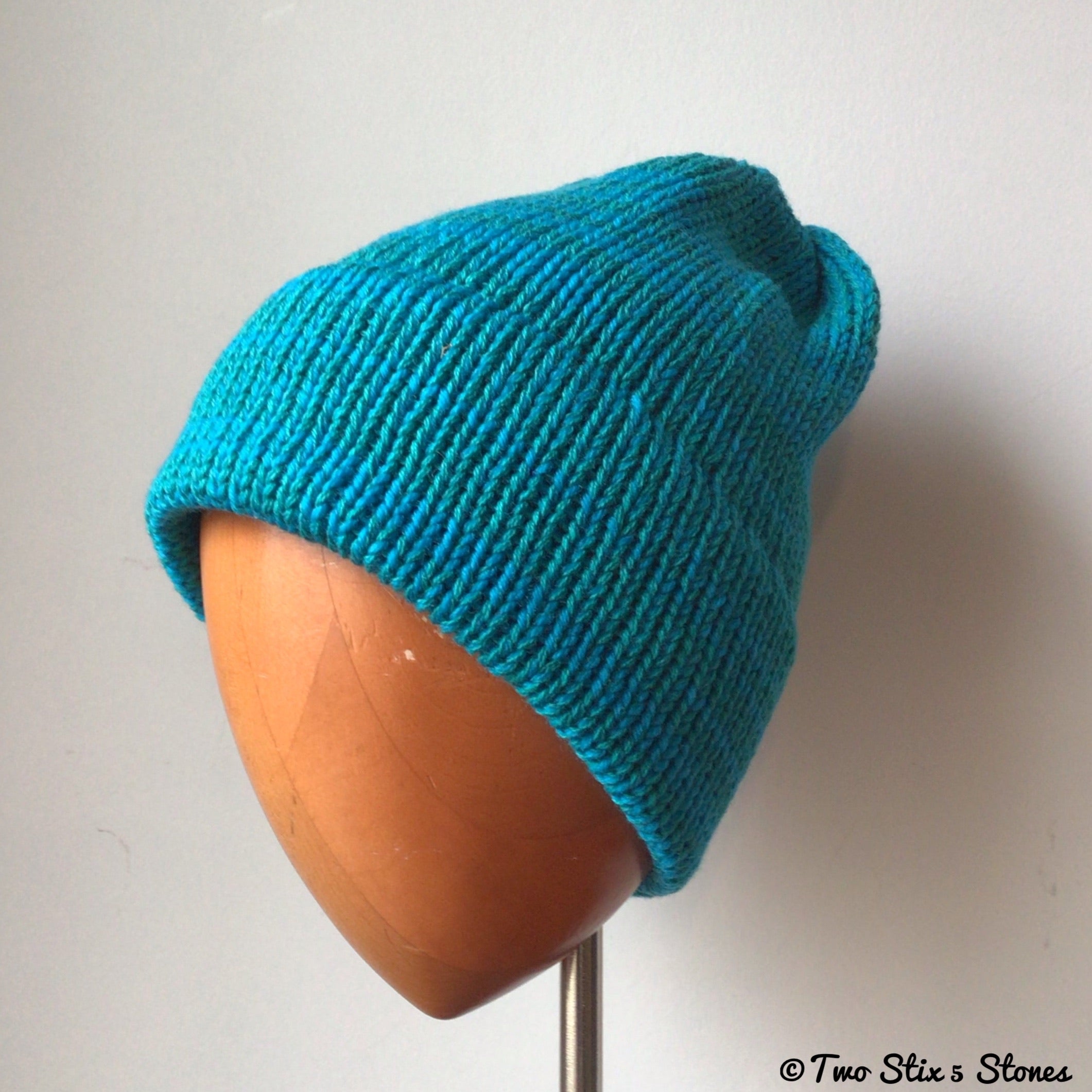 Turquoise Tweed Knit Beanie