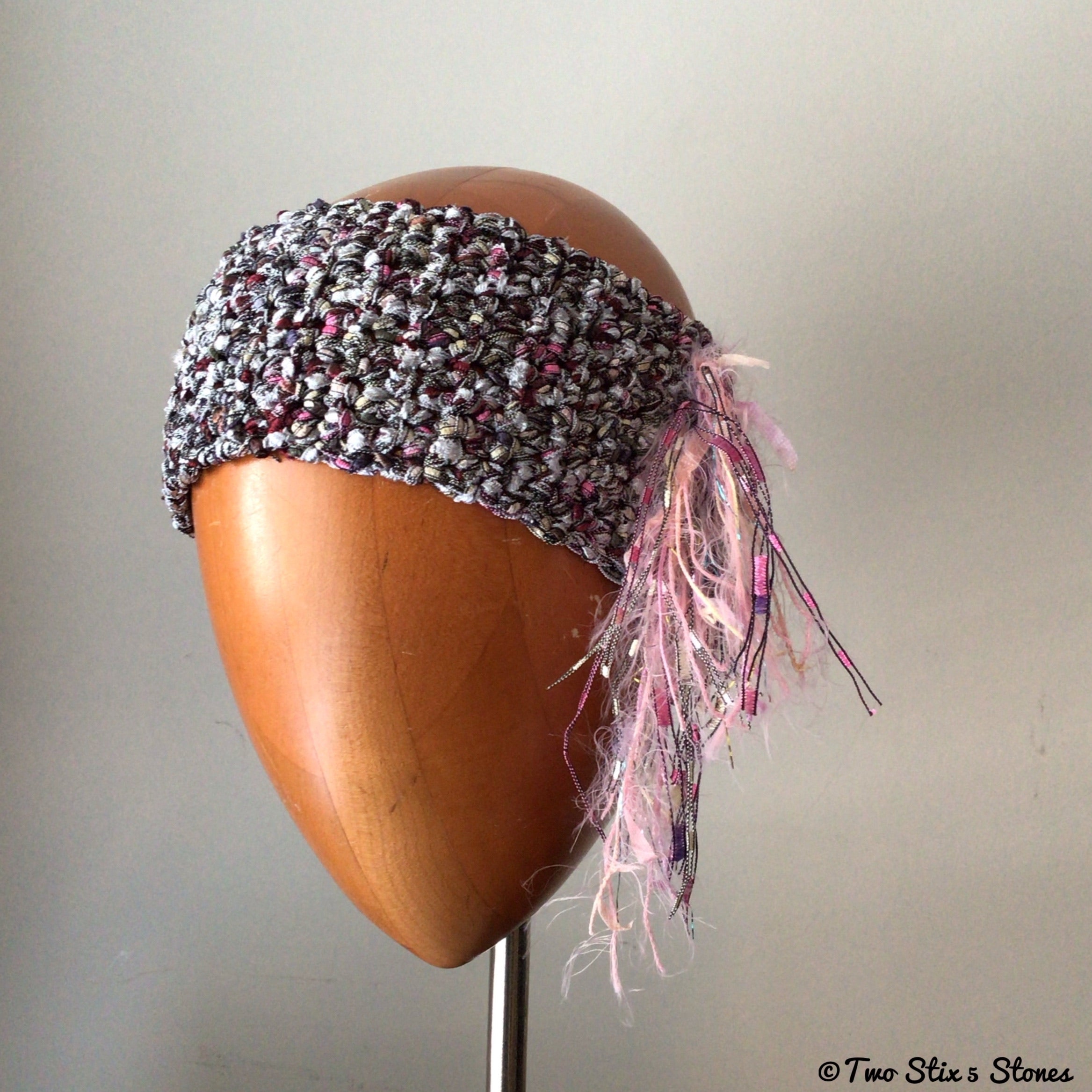 Luxe Grey & Pink Tweed *Diva Chic* Headband