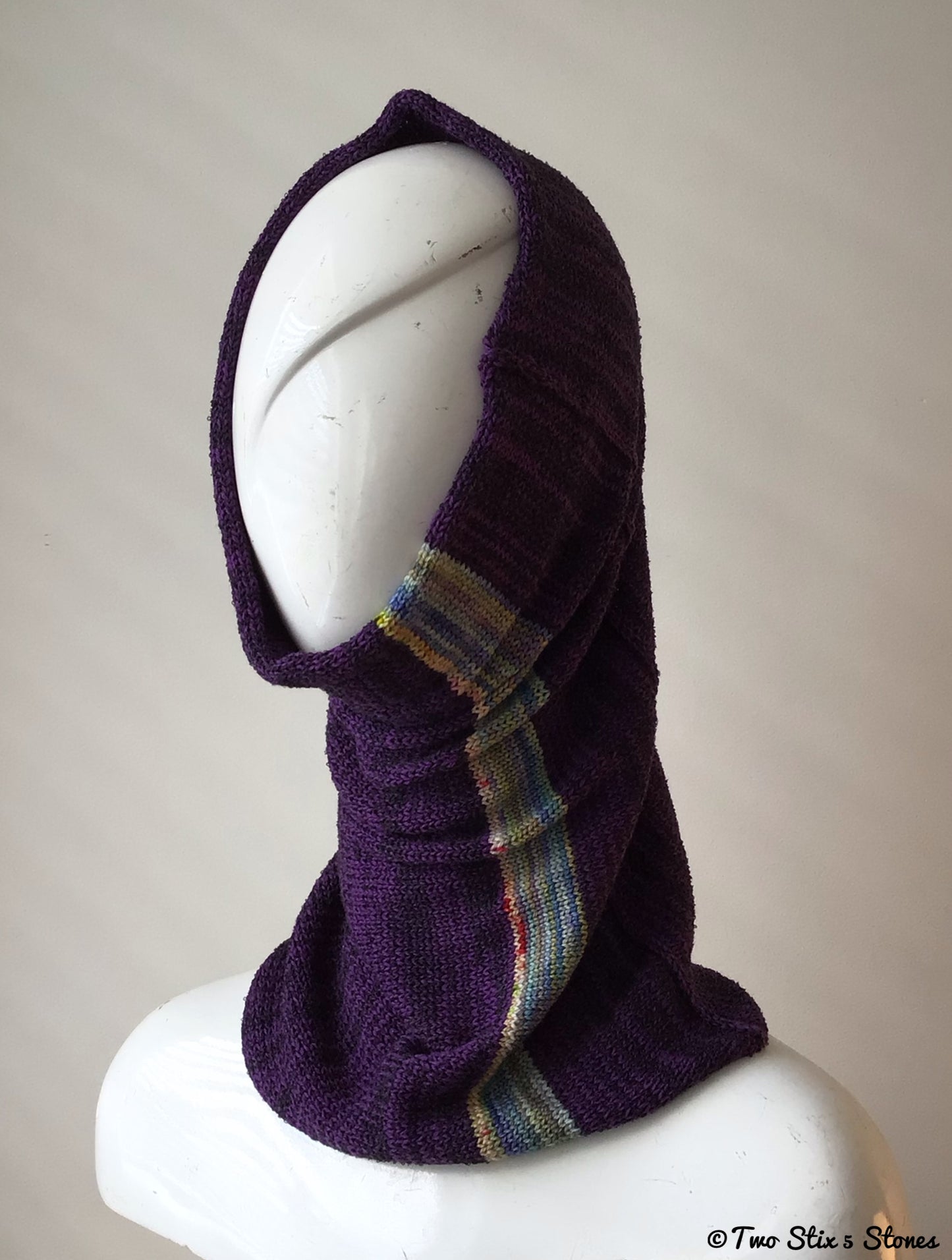 Purple Tweed Cozy Hooded Snood