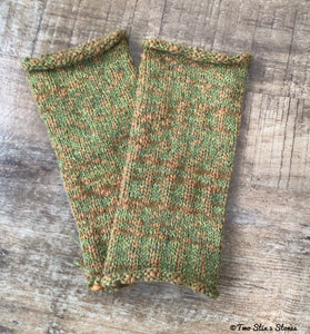 Tan & Green Tweed Fingerless Gloves