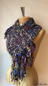Luxe Blue/Brown/Purple Tweed Shawlette