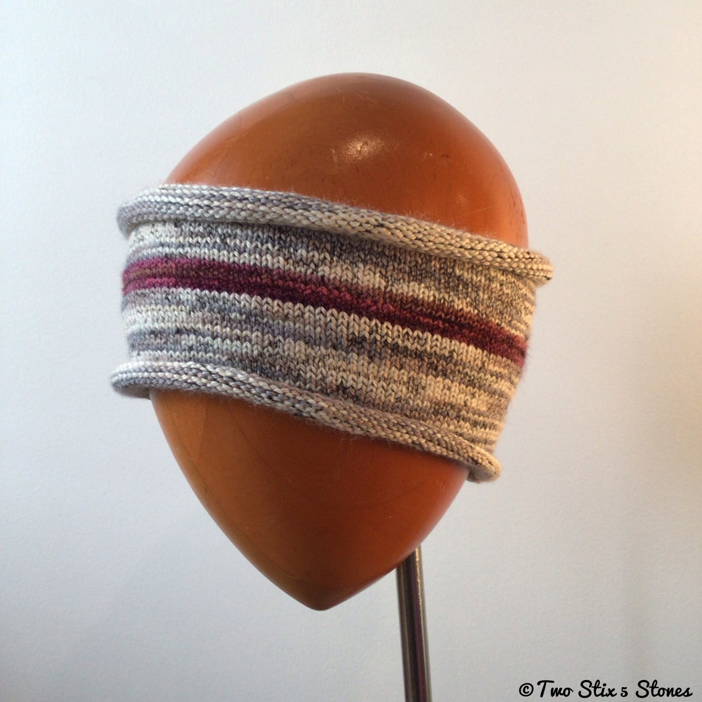 Oatmeal Tweed w/Stripe Knit Headband