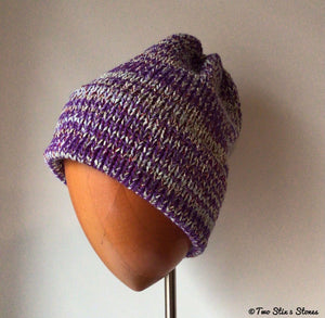 Purple Tweed Knit Beanie