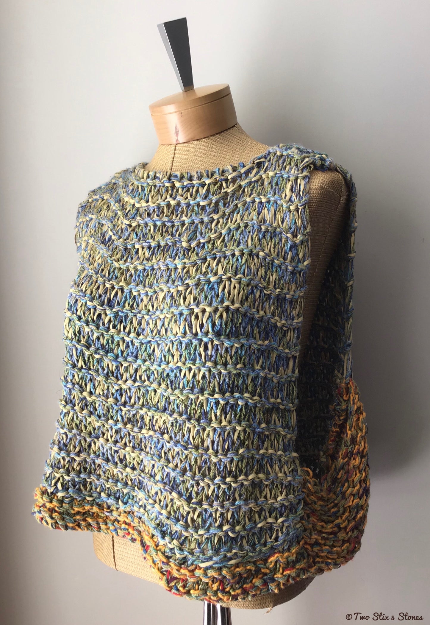 Blue, Yellow, Orange Tweed Slipover