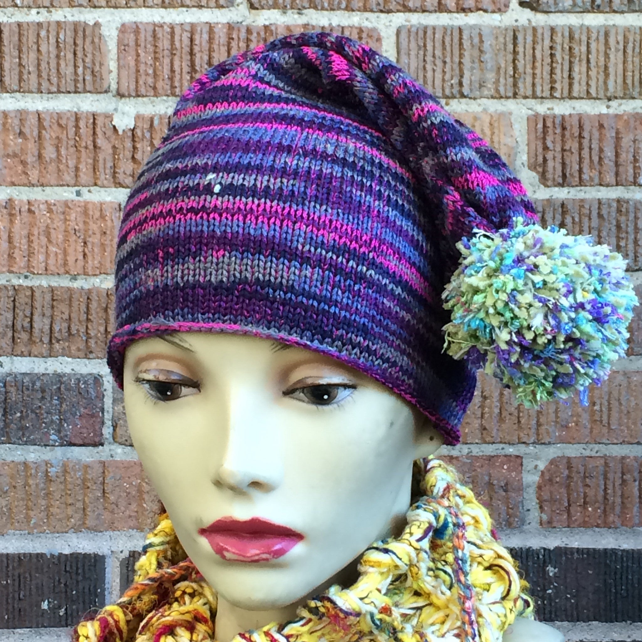Bright Blue/Pink/Purple Slouchy Hat