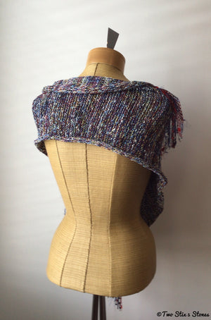 Blue Tweed Knit Shawl