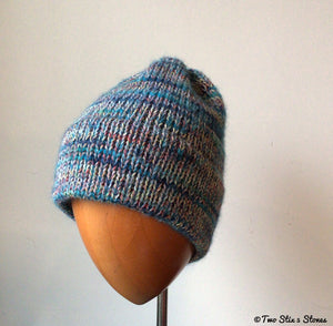 Turquoise Tweed Knit Beanie