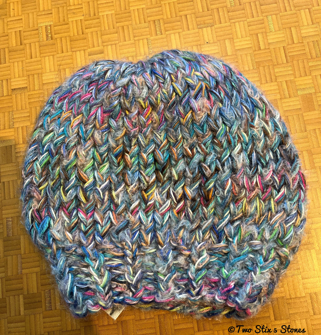 Pale Blue Tweed Knit Hat