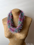 Pink & Turquoise Tweed Rope Necklace/Scarf