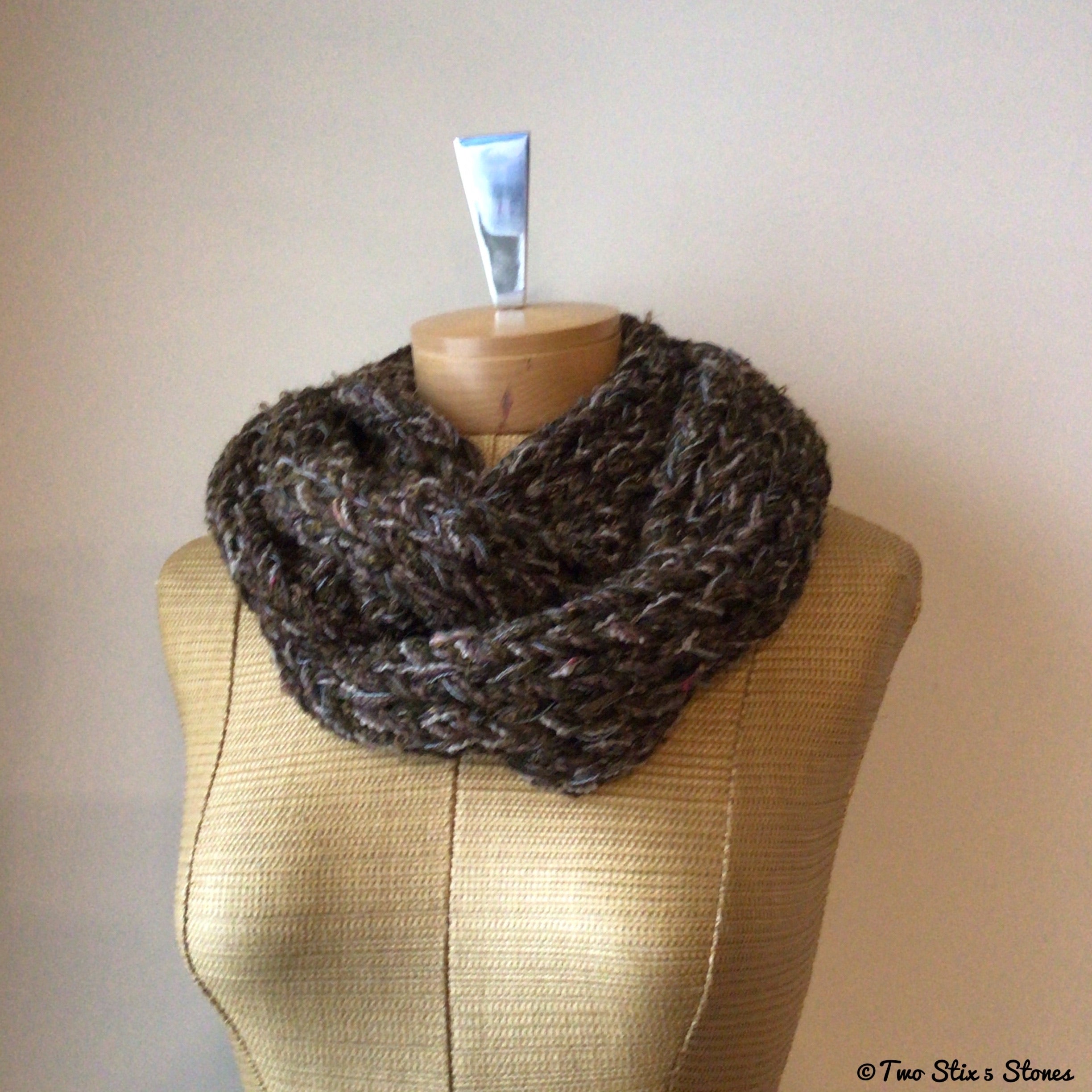 Chocolate Tweed Infinity Scarf