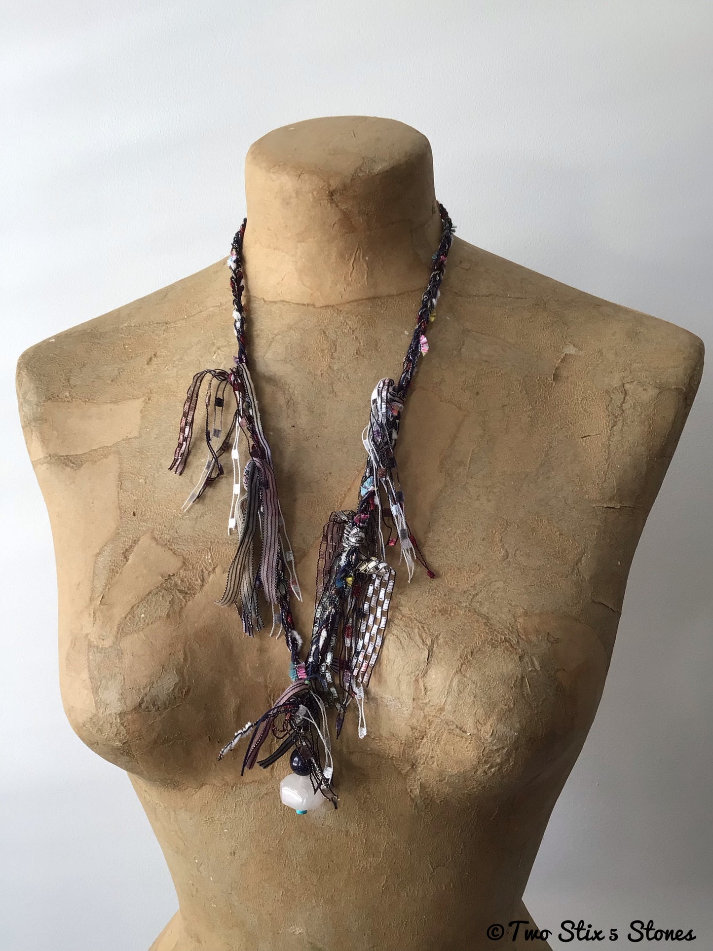 Fiber Necklace w/Semi-Precious Stones