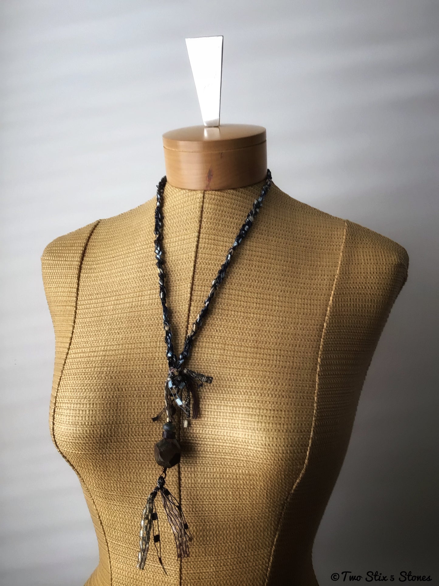Fiber Necklace w/Semi-Precious Stones