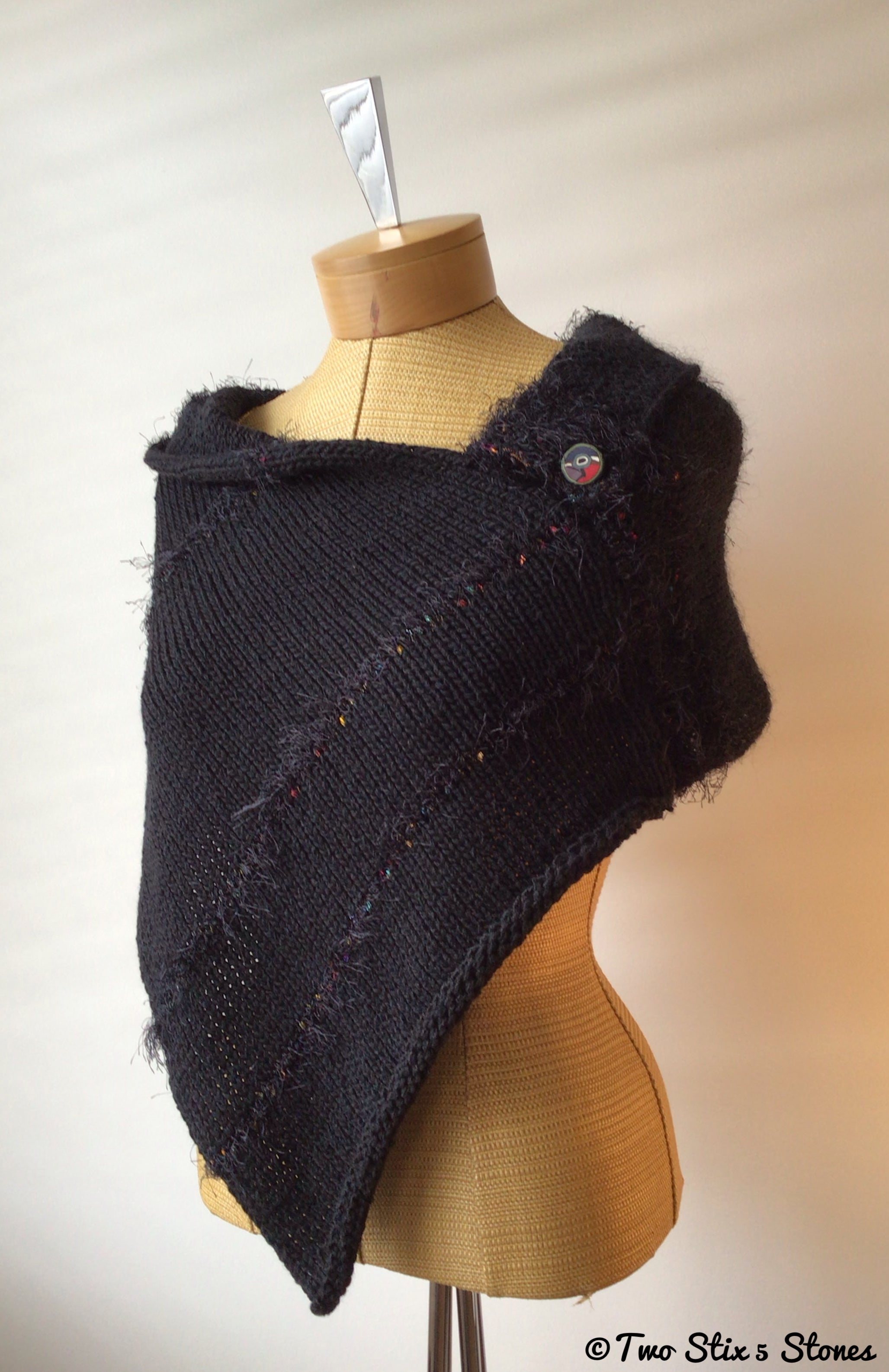 Luxe Black Tweed Knit Shawl