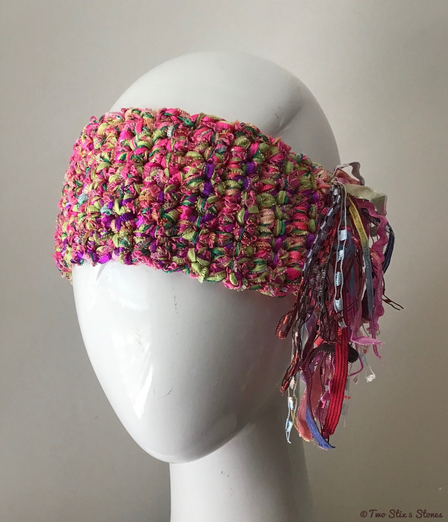 Pink & Green Tweed *Funky Chic* Headband