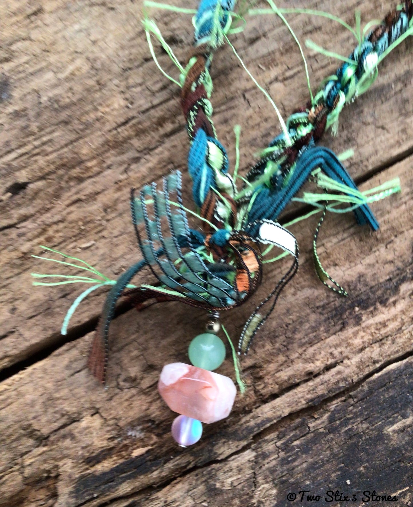 Fiber Necklace w/Semi-Precious Stones