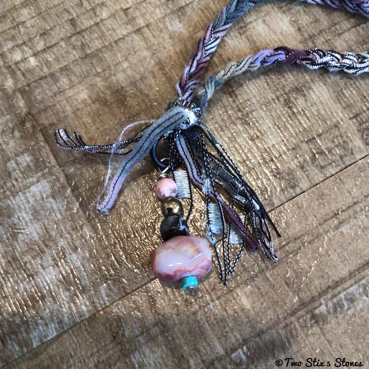 Fiber Necklace w/Semi-Precious Stones