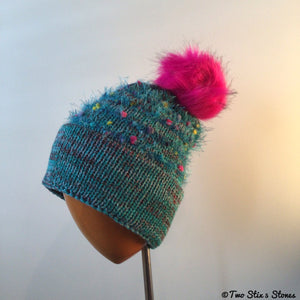 Luxe Turquoise *Funky Tweeds* Pom Pom Hat