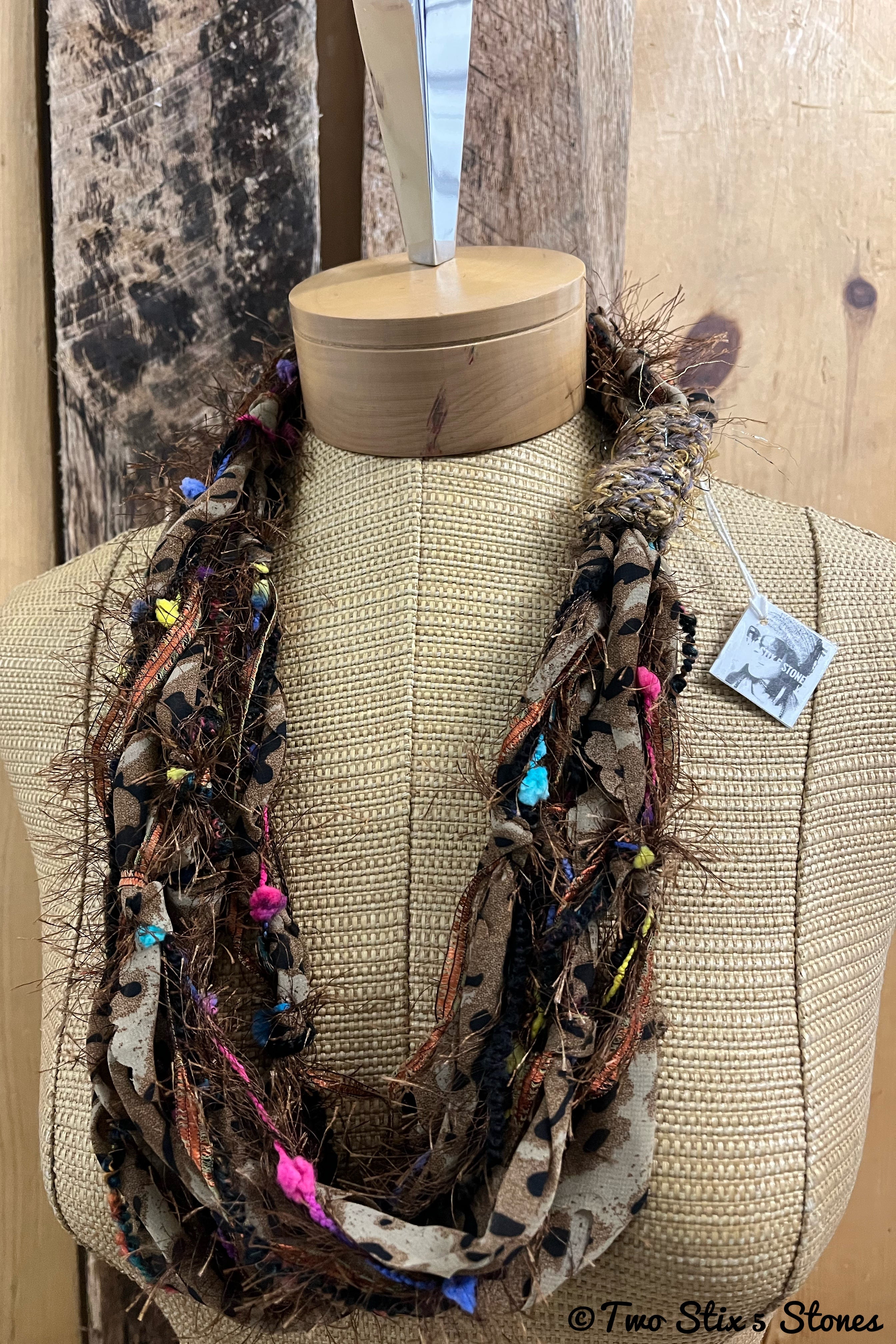 Brown Fiber Necklace w/Band