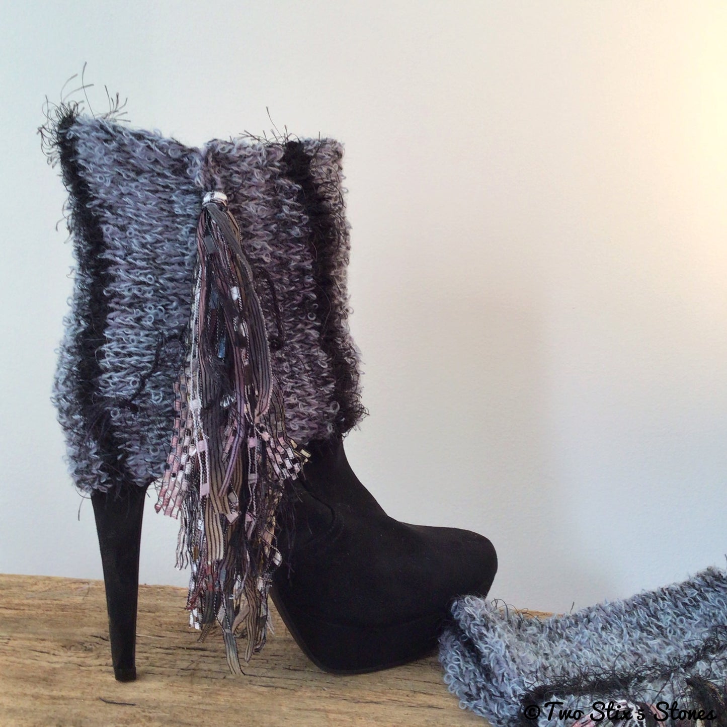 Grey & Black Tweed *Diva Chic* Boot Toppers