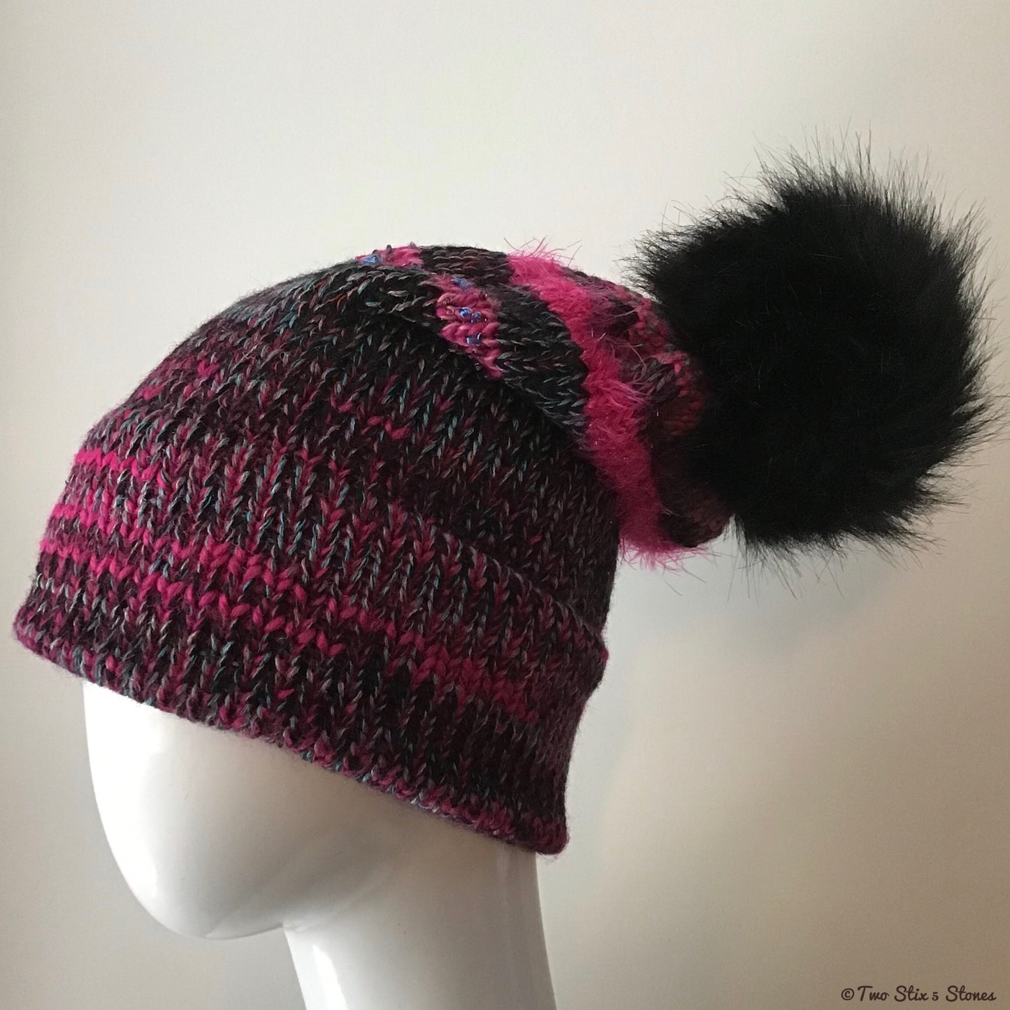 Luxe *Funky Tweeds* Faux Fur Beanie/Slouchy Beanie