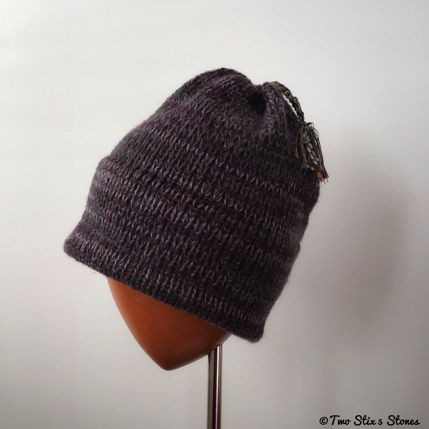 Grey Tweed Funky Tassel Beanie