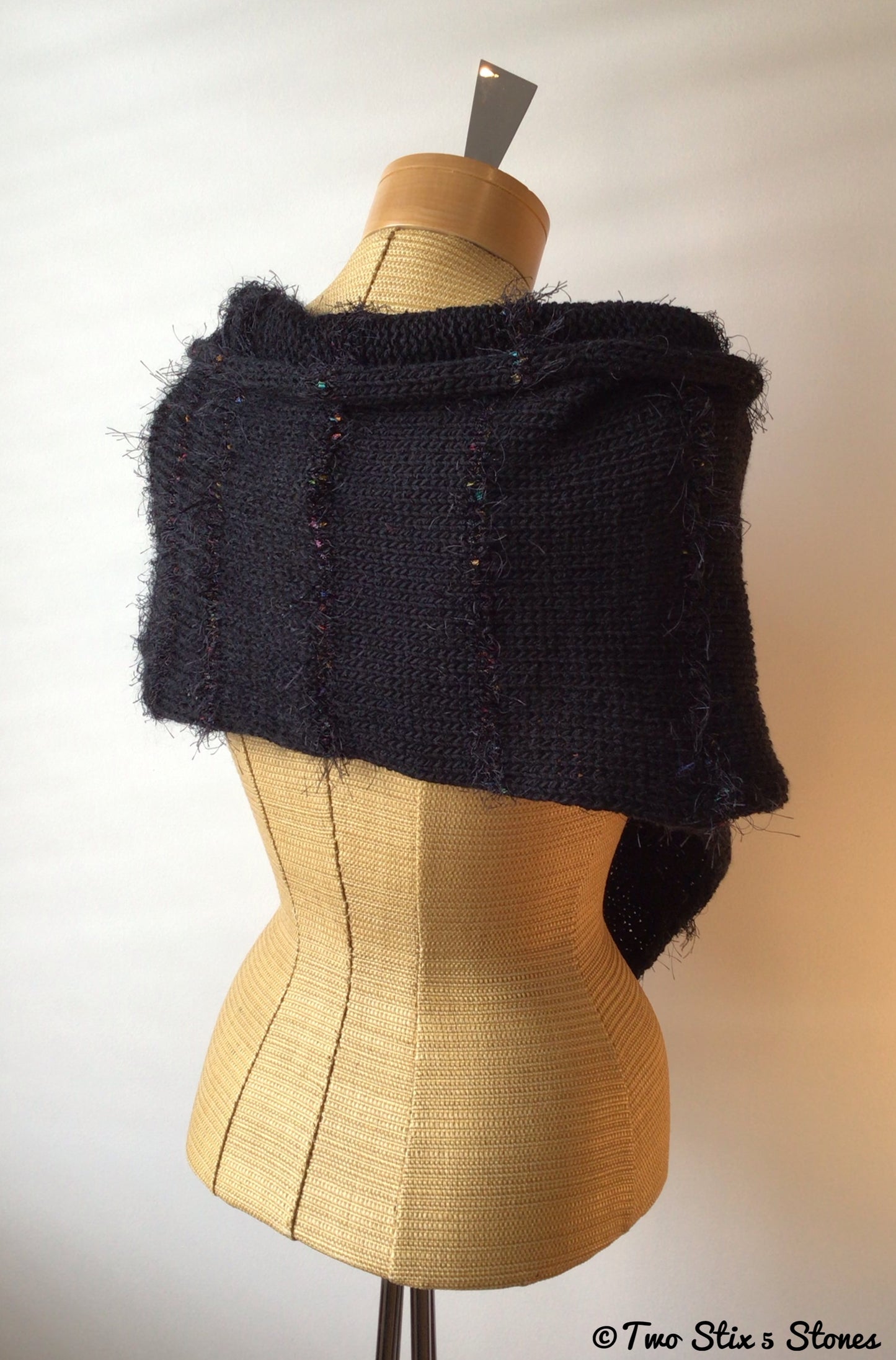 Luxe Black Tweed Knit Shawl