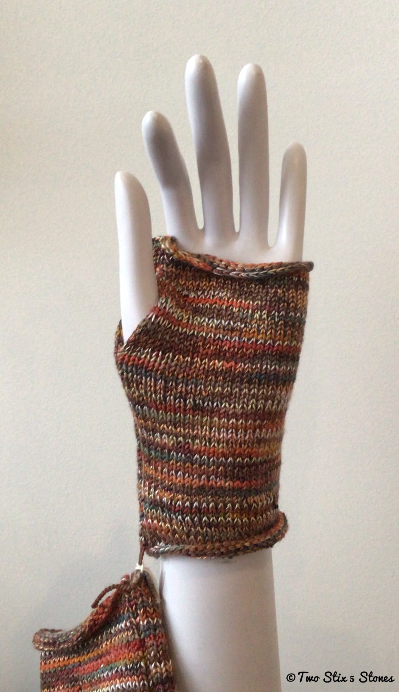 Brown Knit Fingerless Gloves