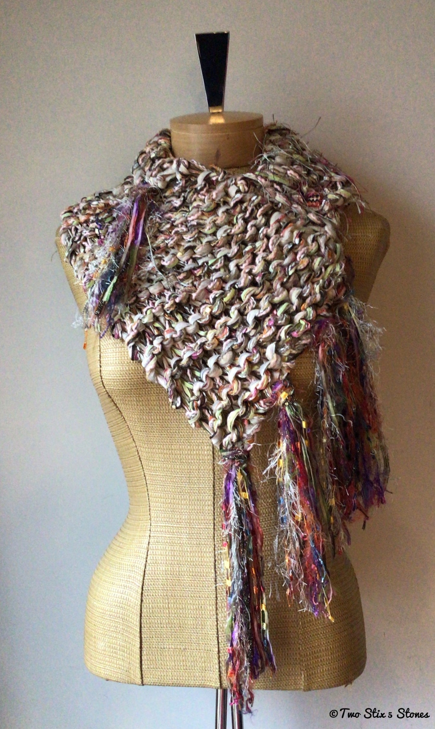 Luxe Creamy Pink Tweed Shawlette