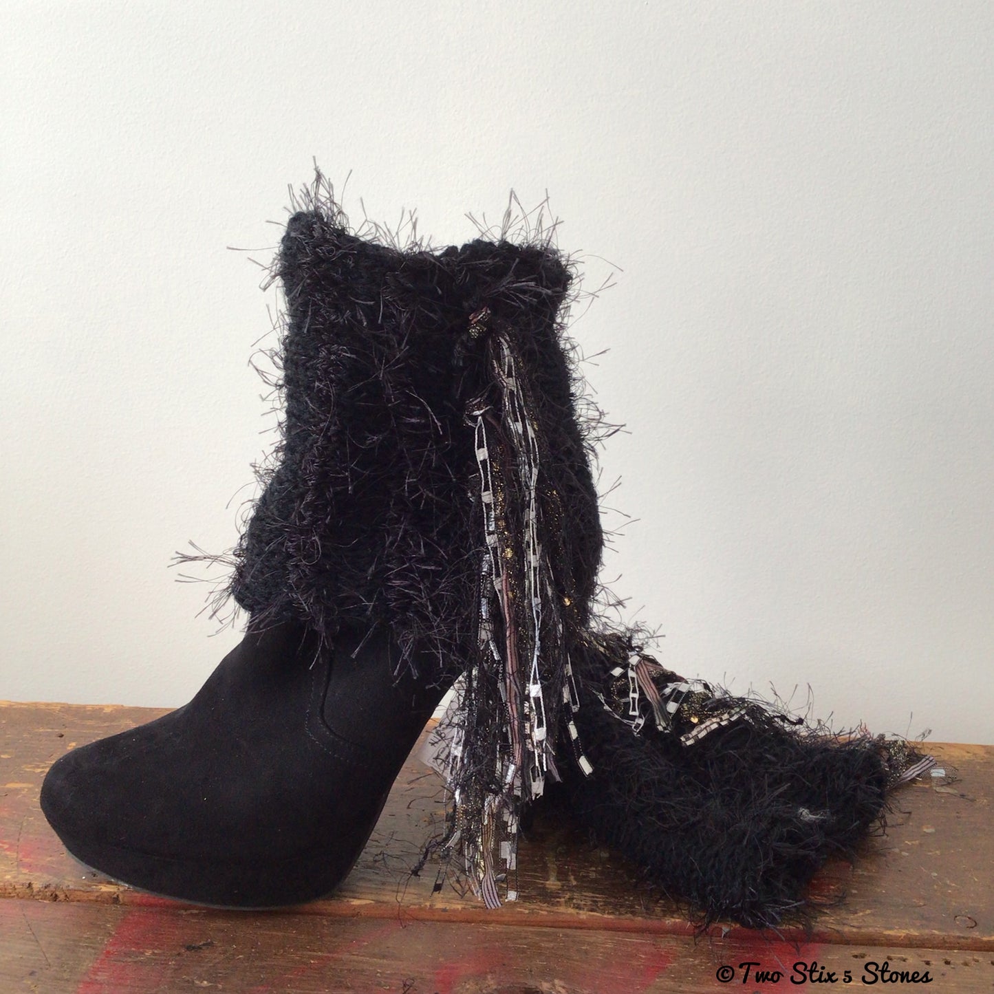 Luxe Black Tweed Boot Topper
