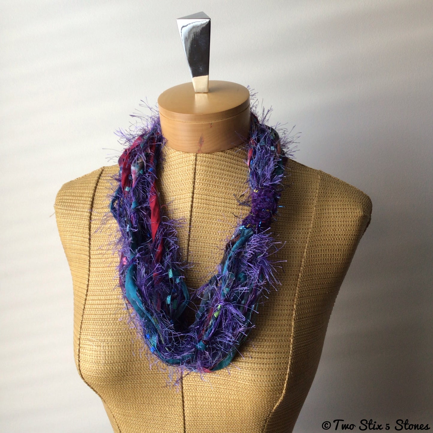 Purple Toned Fiber Necklace