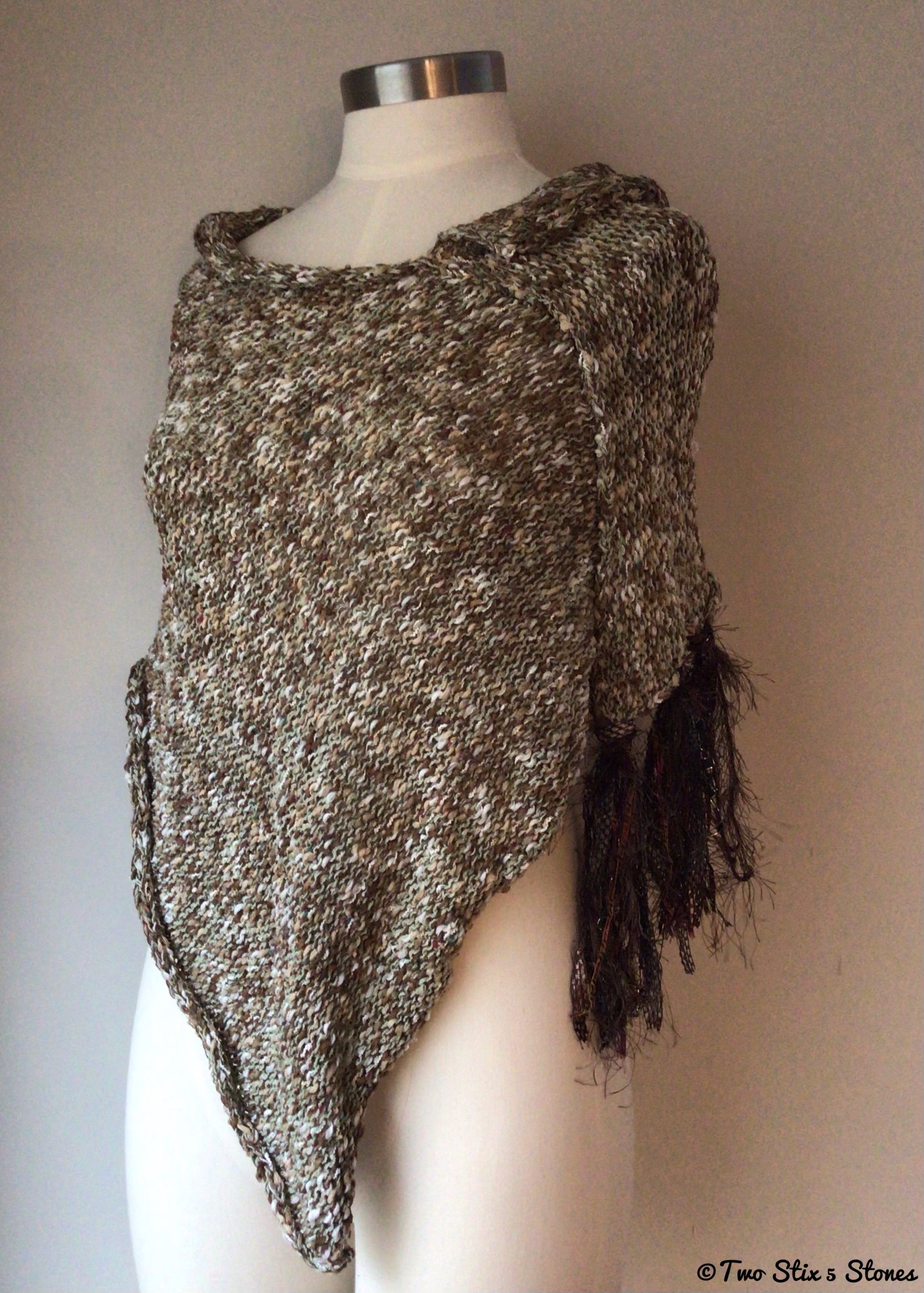 neutral Tweed Knit Shawl