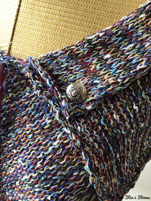 Blue Tweed Knit Shawl