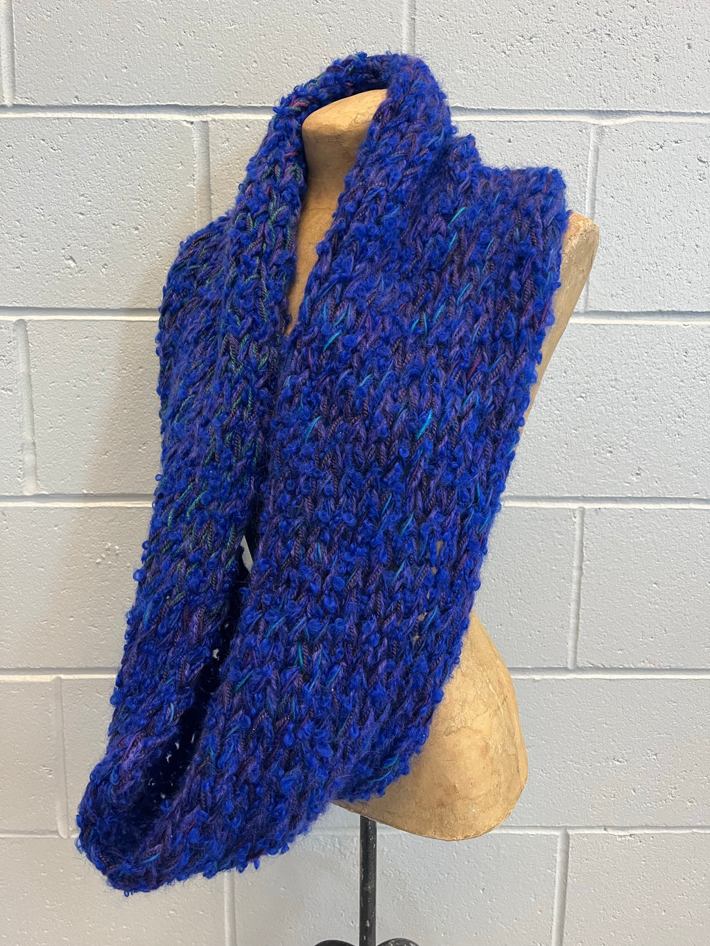 Luxe Blue Tweed Infinity Scarf
