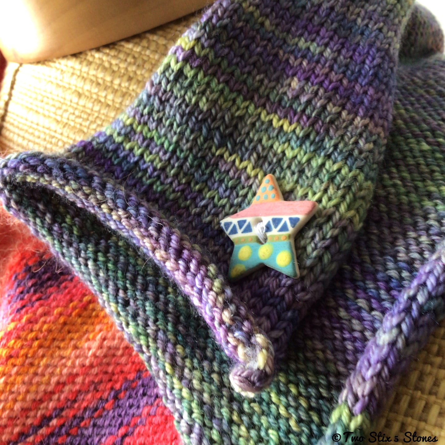Colorful Shawlette w/Button