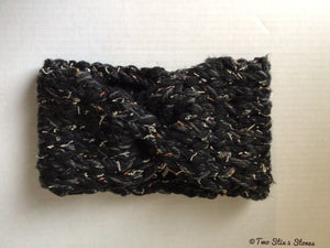 Black Tweed Knit Turban Headband