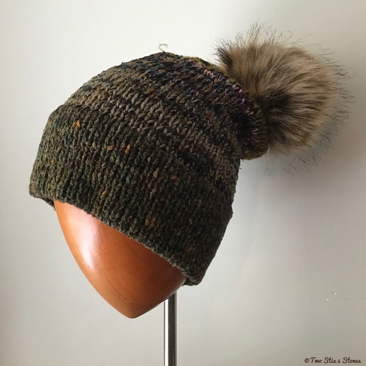 Luxe *Funky Tweeds* Faux Fur Beanie/Slouchy Beanie