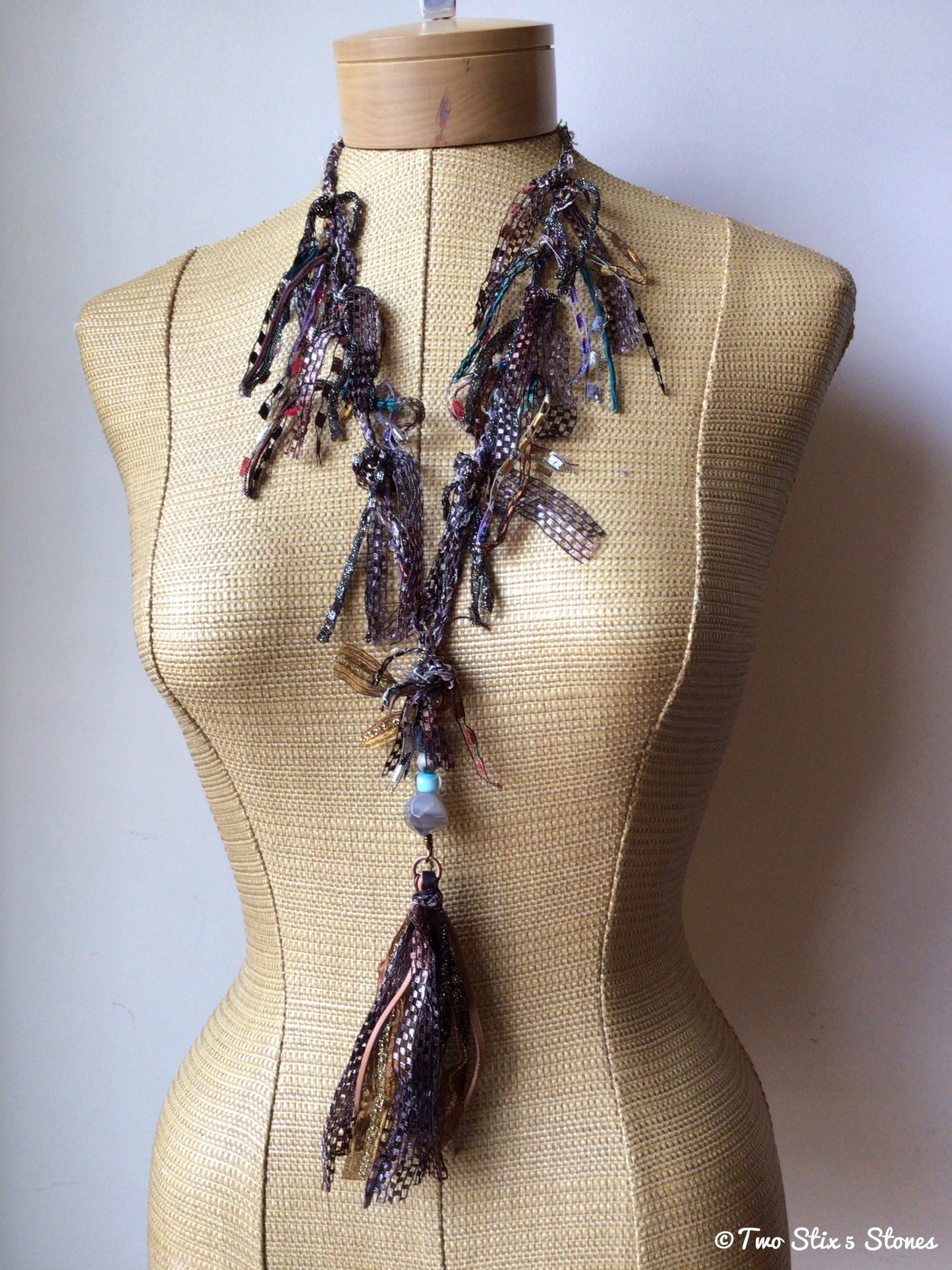 Two Stix Luxe Signature Fiber Necklace w/Stones