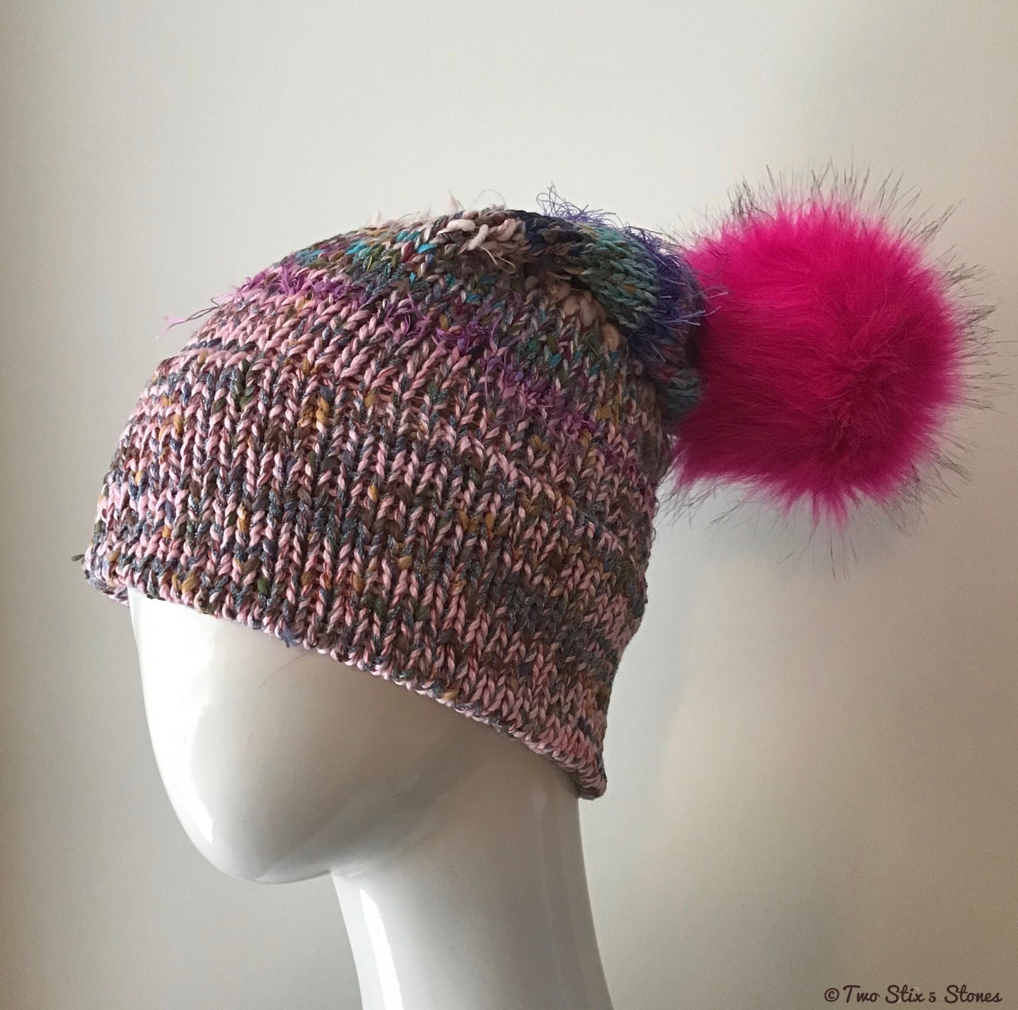 Luxe *Funky Tweeds* Faux Fur Beanie/Slouchy Beanie