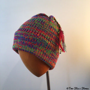 Electric Tweed Knit Beanie w/Funky Tassel